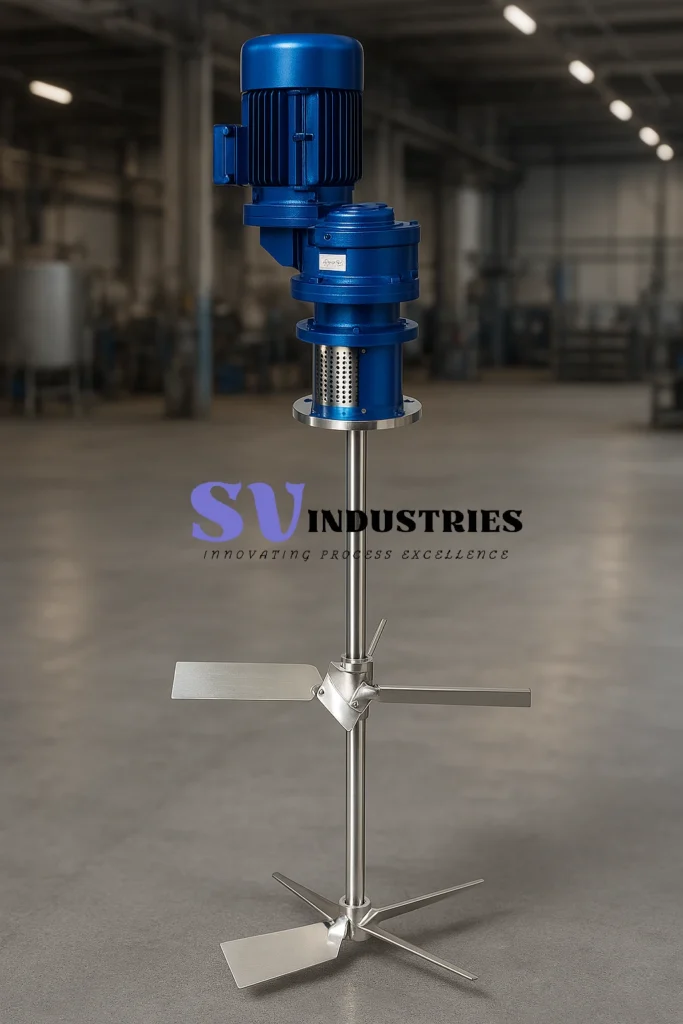 Industrial agitator used for mixing and blending in chemical and pharmaceutical industries