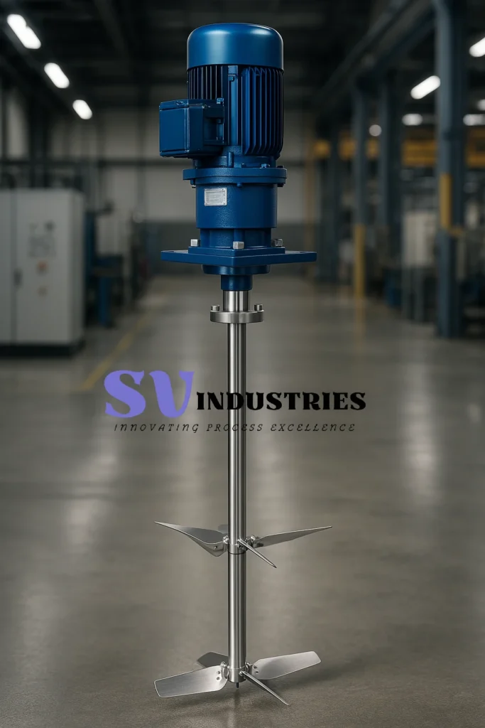 Industrial agitator and stirrer combination for versatile mixing operations