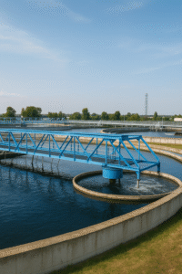 SV Industries agitators installed in a water treatment plant for chemical dosing, coagulation, and clarification processes.