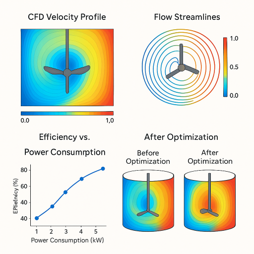 Simulation-based agitator optimization using CFD for flow and mixing performance